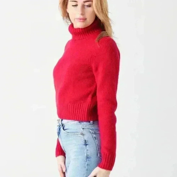 NEW RE/DONE 60s Slim Red Turtle Neck Sweater Large - Picture 3 of 9